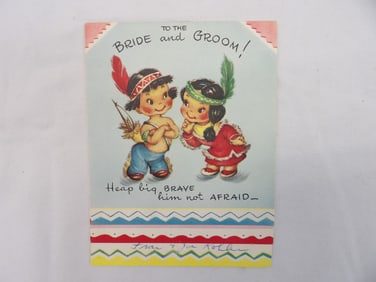Vintage Bride & Groom, Boy & Girl Indian Greeting Card by Gibson