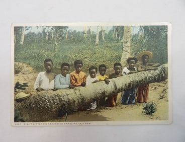 Vintage Postcard "Eight Little Pickaninnies Kneeling In A Row"