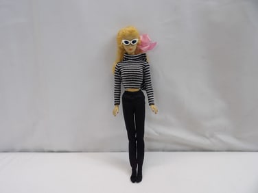 Vintage 1958 Barbie Doll with Black & Silver Outfit