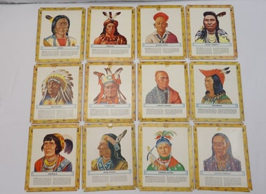 Lot of 12 Vintage 1960's Kellogg Cereal Box Cutout American Indian Series