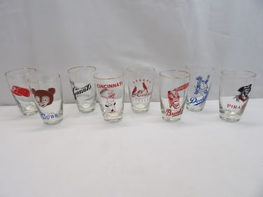 Vintage 1950's Major League Baseball Set of Drinking Glasses