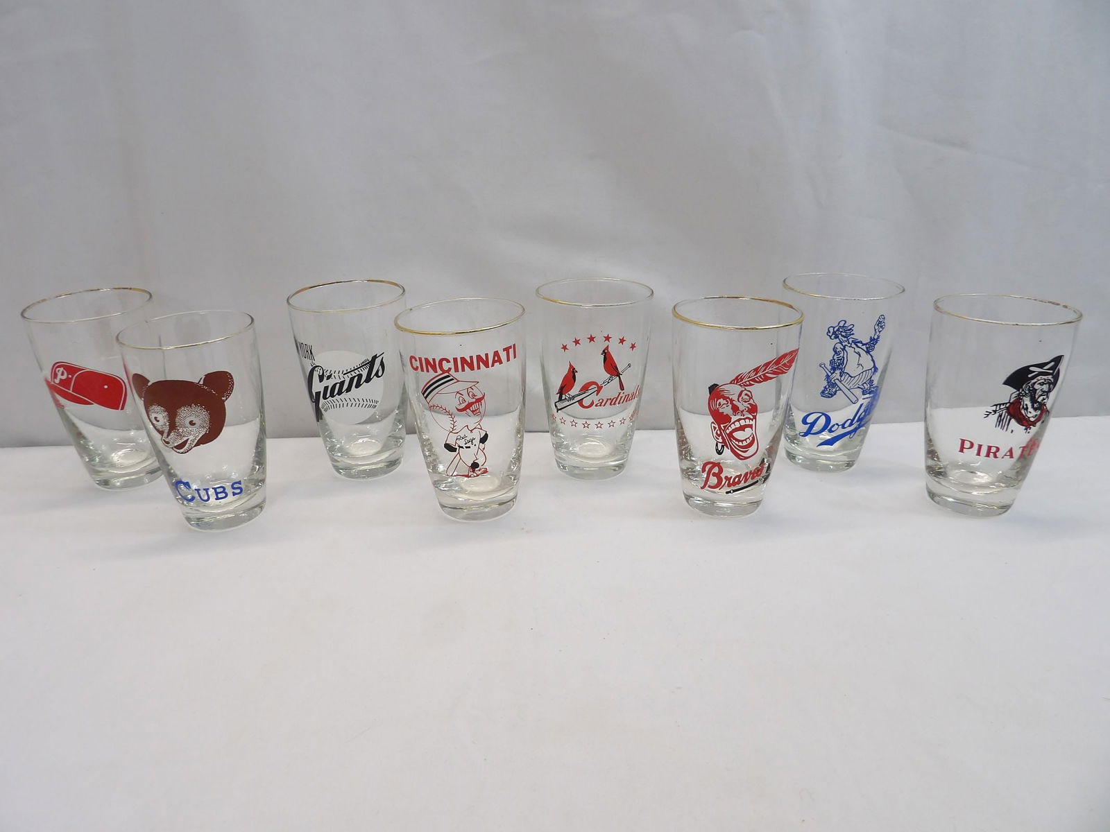 Vintage 1950's Major League Baseball Set of Drinking Glasses (1 of 14)