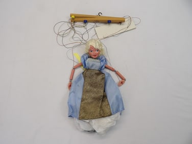 Vintage Marionette Ballerina, Blue & Gold Dress