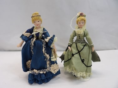 Lot of 2 Vintage Miniature Porcelain Dolls