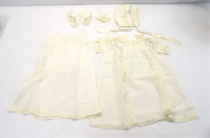 Vintage 1950/60's Christening Dress, Slip, Bonnet & Booties