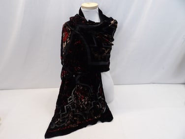 Vintage CCC Black & Brown Cut Velvet Shawl