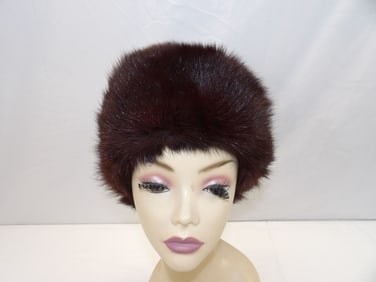 Vintage 50/60's Black Quilt, Leather & Mink Hat with Ear Flaps
