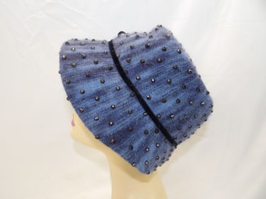 Vintage 1960's Blue Angora & Beaded Replica de Parisienne Cloche