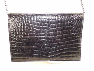 Vintage Anne Klien Black Gator Print Envelope Style Shoulder Bag