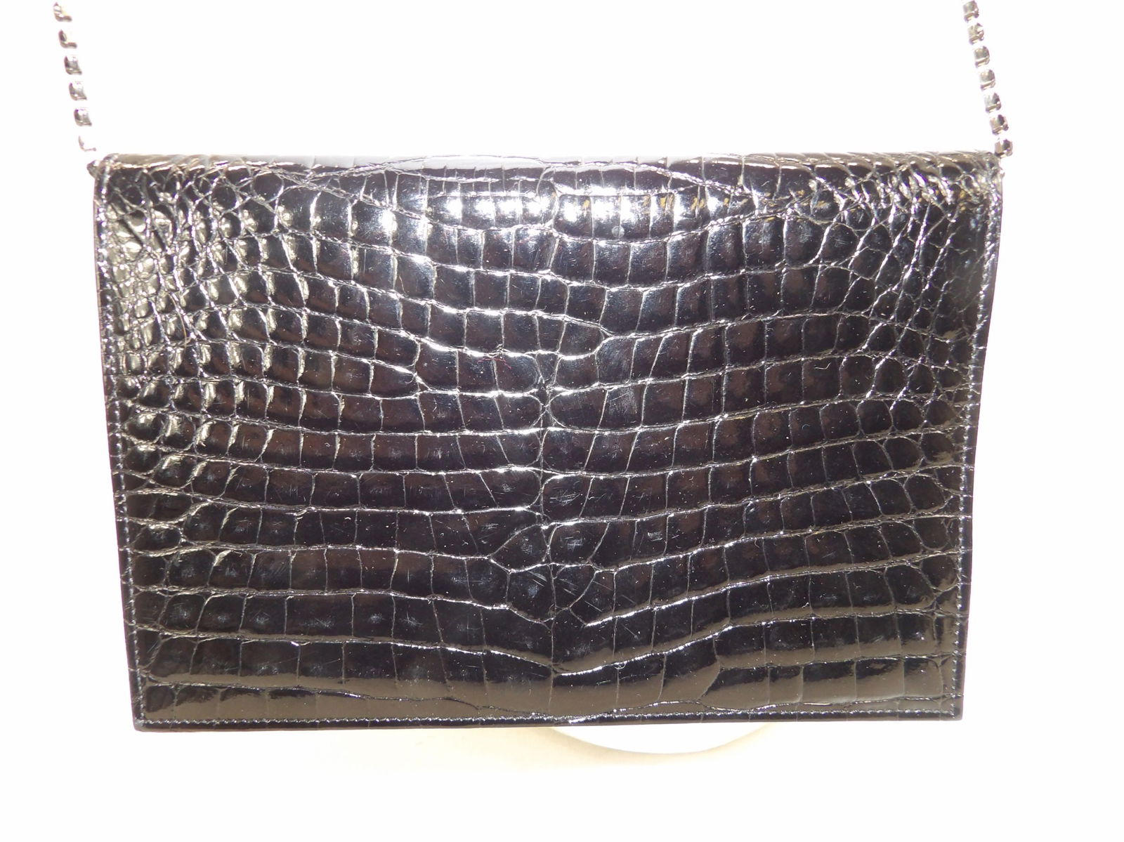 Vintage Anne Klien Black Gator Print Envelope Style Shoulder Bag (1 of 8)