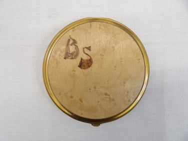 Vintage Wood Veneer Powder Compact