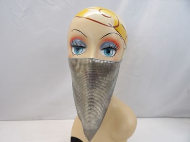 Vintage Silver Whiting & Davis Mesh Belly Dancers Mask