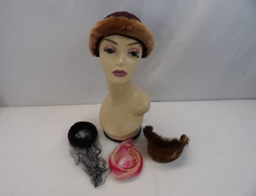 Lot of 4 Vintage Head Bands & Fascinators, Feathers & Fur