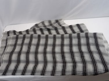 Vintage Silk Chiffon Black & White Plaid Yardage