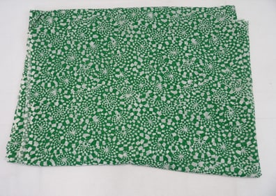 Vintage 1960's Green & White Graphic Print Sheer Fabric, 4 yards