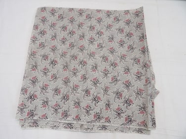 3 Yards 1950's Grey & Pink Floral Paisley Sheer Fabric