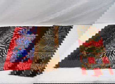 Lot of 4 Vintage Fringe Trim Shawls