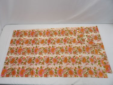 Vintage 1960's Orange & Pink Floral Fabric