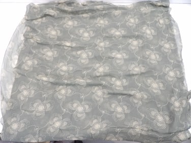 Vintage Green & Ivory Silk Chiffon Fabric