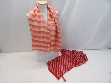 Lot of 2 Vintage Silk Designer Scarves, Adolfo & Anne Klein