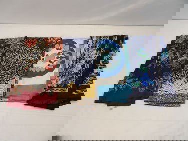 Lot of 4 Vintage Large Silk Scarfs