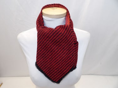 Vintage Men's Red & Black Stripe Wool Ascot