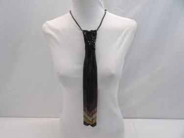 Vintage Whiting & Davis Black, Gold, Silver, & Copper Mesh Tie