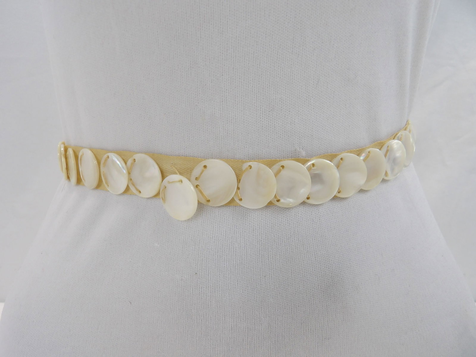 Vintage Mother of Pearl Belt: approx. 30 inches, see photo's