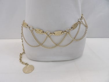 Vintage Gold Tone Swag Style Belt with Medallion