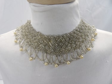 Vintage Baar & Beards Inc Hand Made Beaded Collar Made in Italy