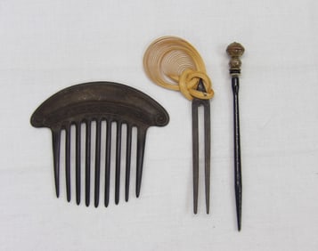 Lot of 3 Vintage Asian Hair Combs