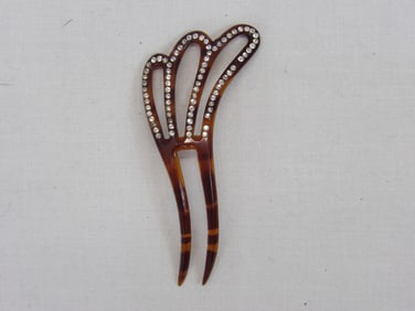 Vintage T-Shell & Rhinestone Hair Comb