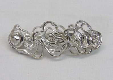 Vintage Made in France Silver Tone Twisted Abstract Metal Barrette