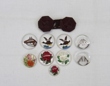 Lot of Vintage Glass Buttons, Some Hand Painted