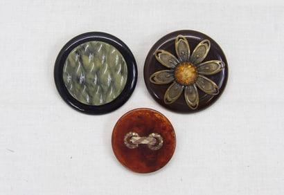 Lot of 3 Large Vintage Coat Buttons