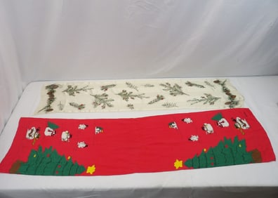 Lot of 2 Vintage Christmas Silk Scarfs, Symphony & Smithsonian Institute by Echo