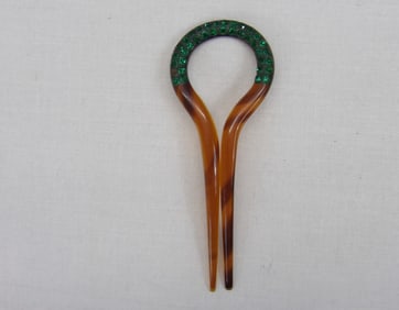 Vintage Hair Comb with Green Stones