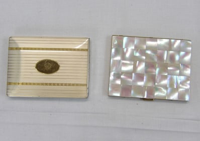 Lot of 2 Vintage Cigarette Cases, 1 Mother of Pearl
