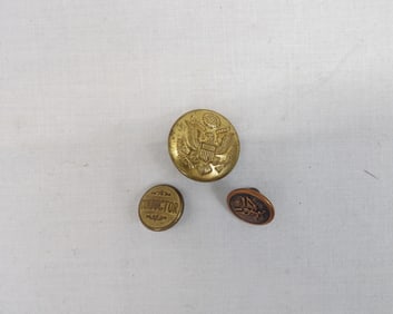 Lot of 3 Vintage Uniform Buttons, with 1 Conductor