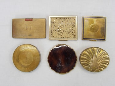 Lot of 6 Vintage Powder Compacts, Bourjois, Stratton, Yardley, & Other
