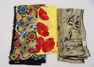 Lot of 3 Vintage Oscar de la Renta Silk Scarfs