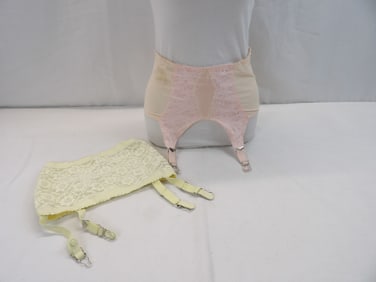 Lot of 2 Vintage Garter Belts with Lace