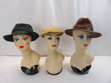 Lot of 3 Men's Hats, Corduroy Scaly Cap, Country Gentleman Fedora, & Eddie Bauer Fedora