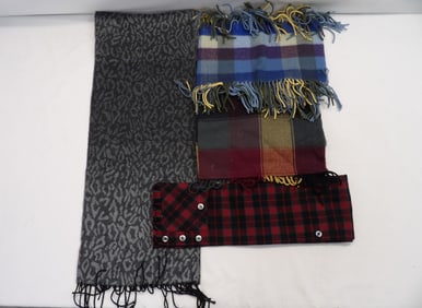 Lot of 4 Vintage Wool Scarfs with Fringe