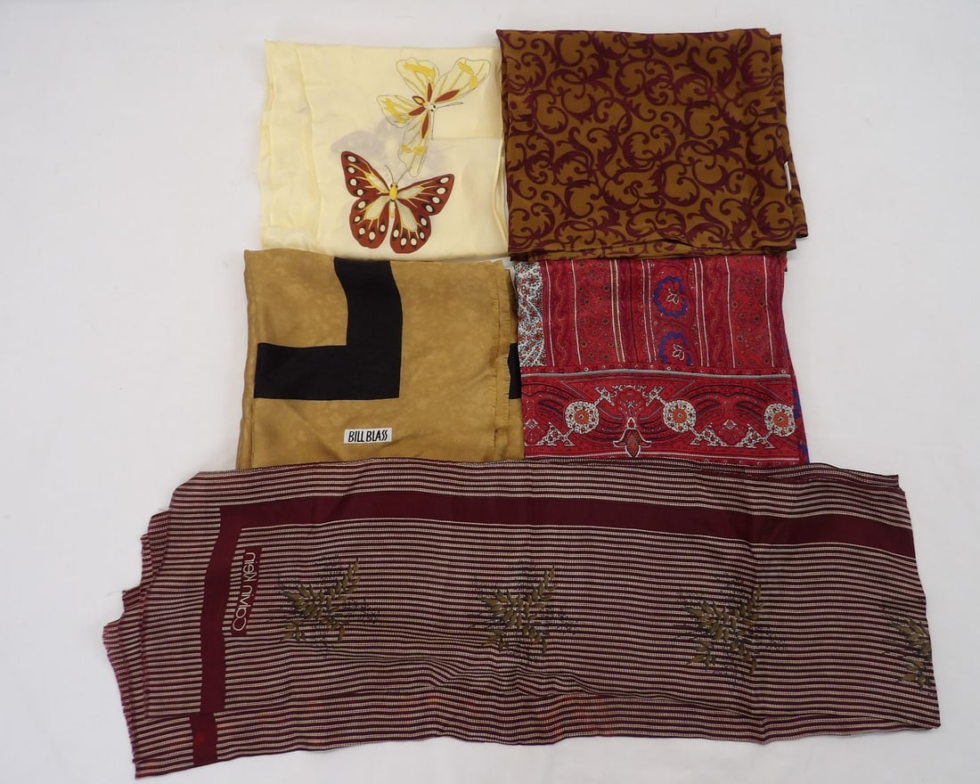 Lot of 5 Vintage Silk Scarfs (1 of 14)