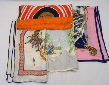 Lot of 4 Vintage Scarfs, Nina Ricci, Hermes Paris, & Other