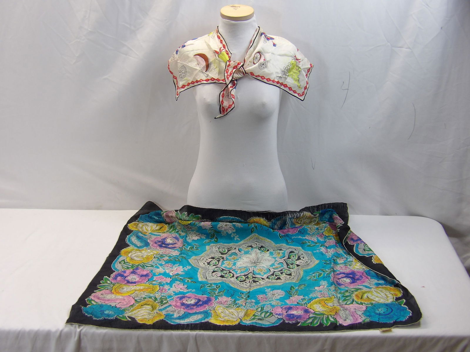 Vintage Hand Rolled Silk Scarf by Deelee, & Silk Collar/Scarf with Fruit (1 of 13)