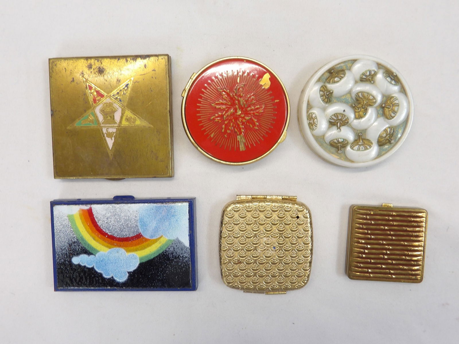 Lot of 6 Vintage Powder Compacts, Avon, Columbia, Rachel & Other (1 of 10)