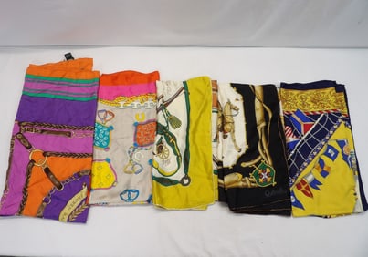 Lot of 5 Vintage Silk Scarfs, Ostiuelli, Lauren, & Other