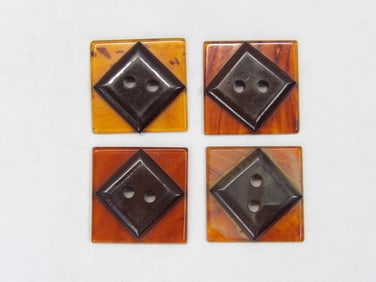 Lot of 4 Matching Large Square Lucite Buttons, 2 x 2 inches